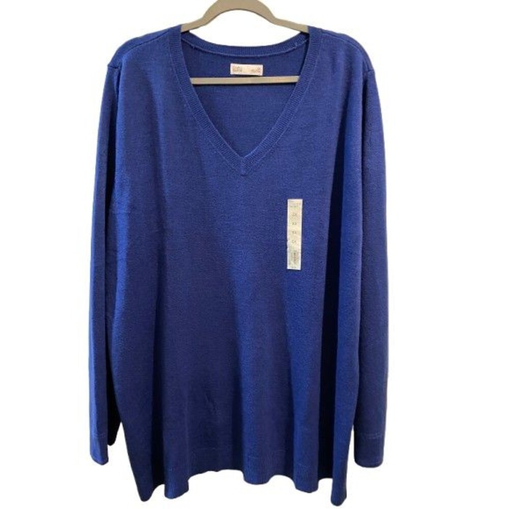Women's 3X Sweater Pull-Over V-neck Croft & Barrow Blue